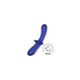 Gode en verre borosilicaté massif bleu Double Crystal Satisfyer 